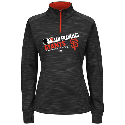 San Francisco Giants Majestic Women's Plus Size Authentic Collection Team Choice Quarter-Zip Sweatshirt - Black
