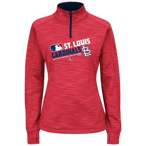 St. Louis Cardinals Majestic Women's Plus Size Authentic Collection Team Choice Quarter-Zip Sweatshirt - Red