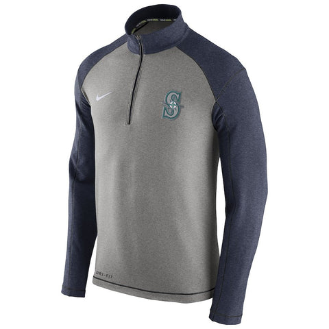 Seattle Mariners Dri-FIT Touch Fleece Half-Zip Sweatshirt - Gray/Navy