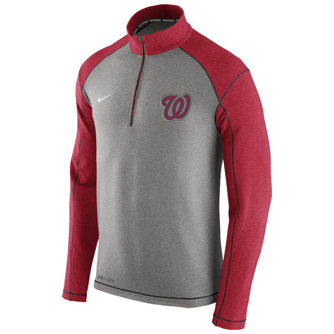 Washington Nationals Dri-FIT Touch Fleece Half-Zip Sweatshirt - Gray/Red
