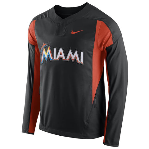Miami Marlins Long Sleeve Windbreaker - Black