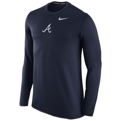 Atlanta Braves Waffle Crewneck Sweatshirt - Navy