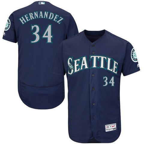 Felix Hernandez Seattle Mariners Majestic Alternate Flex Base Authentic Collection Player Jersey - Navy