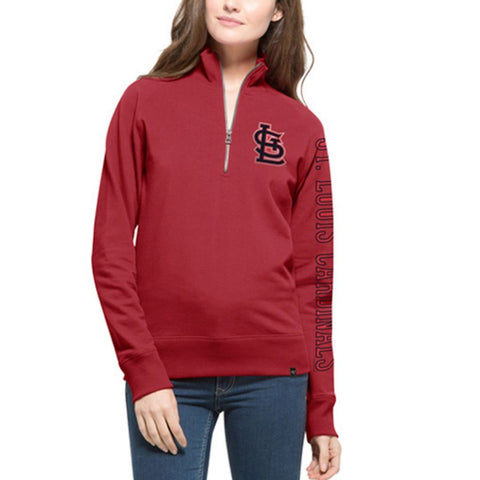 St. Louis Cardinals '47 Women's Shimmer Cross-Check Quarter-Zip Sweatshirt - Red