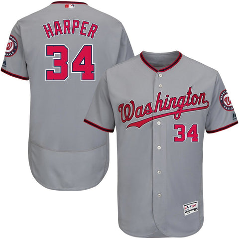 Bryce Harper Washington Nationals Majestic Road Flex Base Authentic Collection Player Jersey - Gray