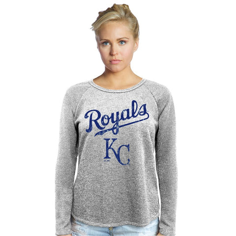 Kansas City Royals Majestic Threads Women's Lurex Tri-Blend Pullover Sweatshirt - Gray