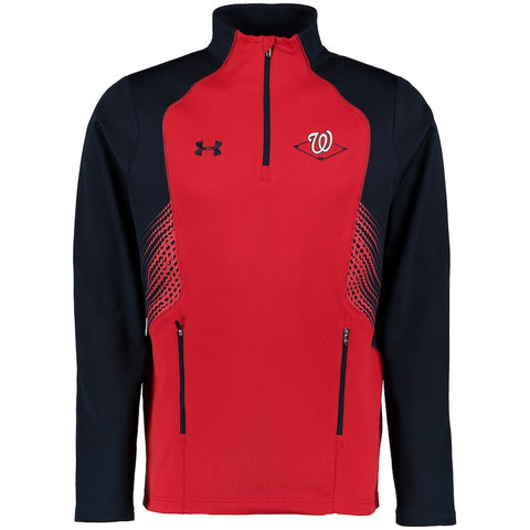 Washington Nationals Under Armour Fleece Quarter Zip Performance Pullover - Red