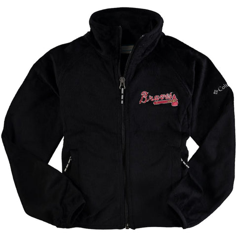 Atlanta Braves Columbia Youth Girls Plush Fleece Full-Zip Jacket - Black