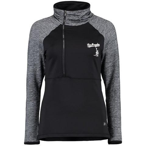 Los Angeles Dodgers Under Armour Women's Asymmetrical Performance Half-Zip Jacket - Black