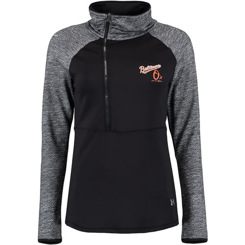 Baltimore Orioles Under Armour Women's Asymmetrical Performance Half-Zip Jacket - Black