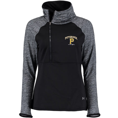 Pittsburgh Pirates Under Armour Women's Asymmetrical Performance Half-Zip Jacket - Black