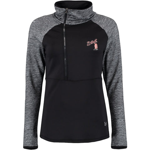 Detroit Tigers Under Armour Women's Asymmetrical Performance Half-Zip Jacket - Black