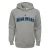 Seattle Mariners Majestic Youth Wordmark Pullover Hoodie - Heather Gray