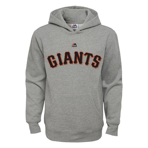 San Francisco Giants Majestic Youth Wordmark Pullover Hoodie - Heather Gray