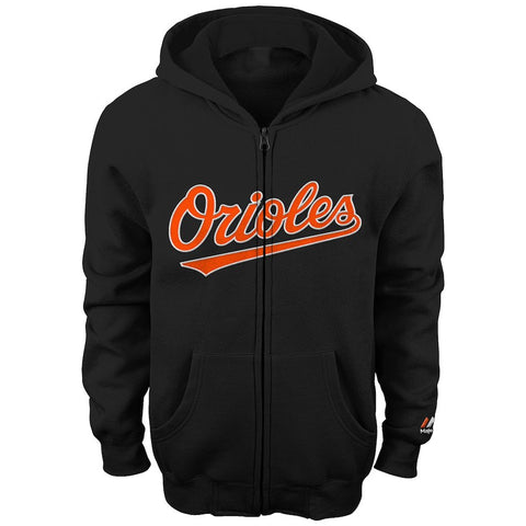 Baltimore Orioles Majestic Youth Team Wordmark Full-Zip Hoodie - Black