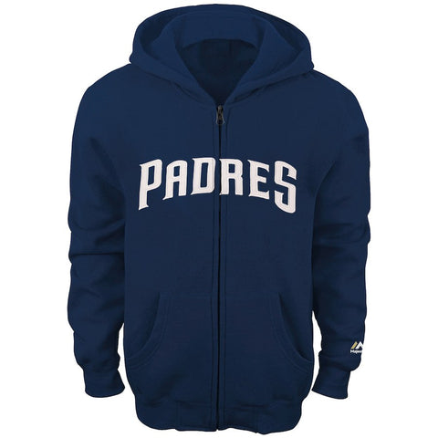 San Diego Padres Majestic Youth Team Wordmark Full-Zip Hoodie - Navy