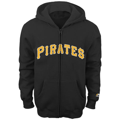 Pittsburgh Pirates Majestic Youth Team Wordmark Full-Zip Hoodie - Black
