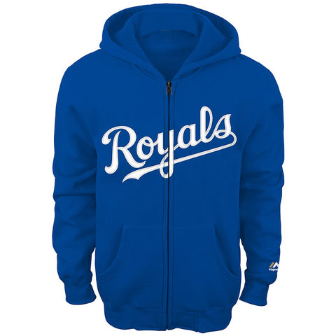 Kansas City Royals Majestic Youth Team Wordmark Full-Zip Hoodie - Royal