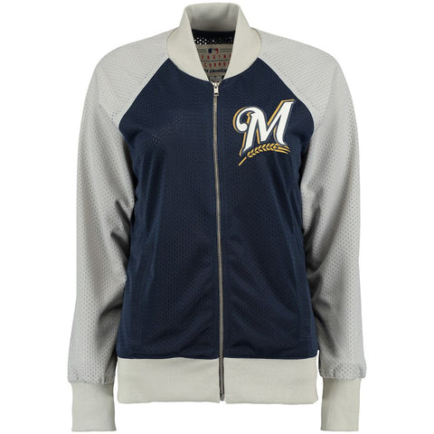 Milwaukee Brewers JH Design Women's Mesh Track Jacket - Navy