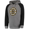 Boston Bruins Distressed Primary Logo Raglan Tri-Blend Pullover Hoodie - Gray/Black