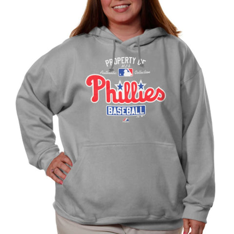 Philadelphia Phillies Majestic Women's Plus Size Pullover Hoodie - Heathered Gray