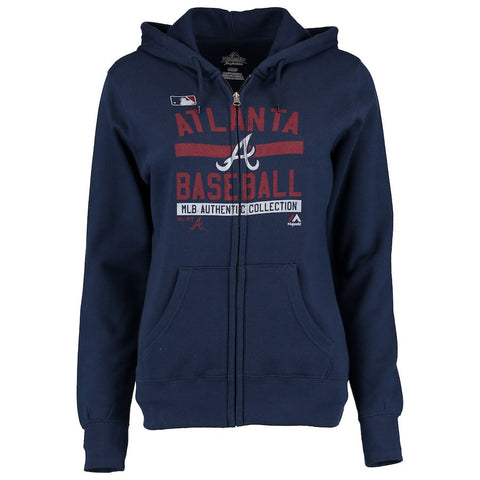 Atlanta Braves Majestic Women's Team Property Authentic Collection Full-Zip Hoodie - Navy