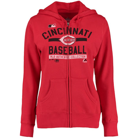 Cincinnati Reds Majestic Women's Team Property Authentic Collection Full-Zip Hoodie - Red