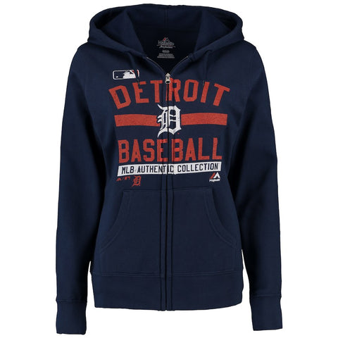 Detroit Tigers Majestic Women's Team Property Authentic Collection Full-Zip Hoodie - Navy