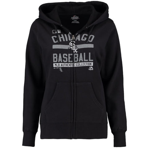 Chicago White Sox Majestic Women's Team Property Authentic Collection Full-Zip Hoodie - Black