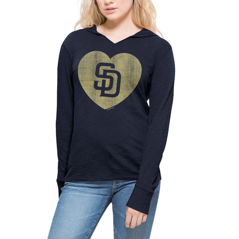 San Diego Padres '47 Women's Primetime Heart Hoodie - Navy