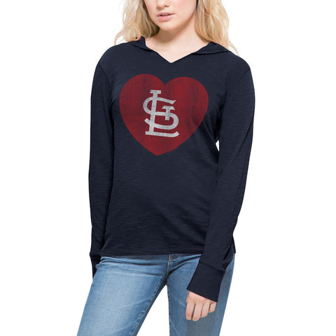 St. Louis Cardinals '47 Women's Primetime Heart Hoodie - Navy