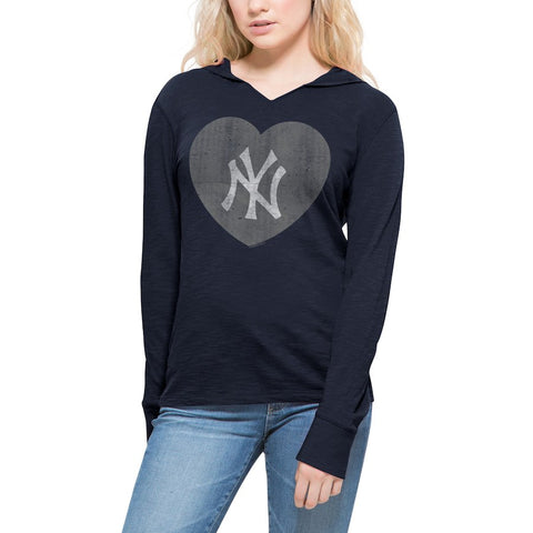 New York Yankees '47 Women's Primetime Heart Hoodie - Navy