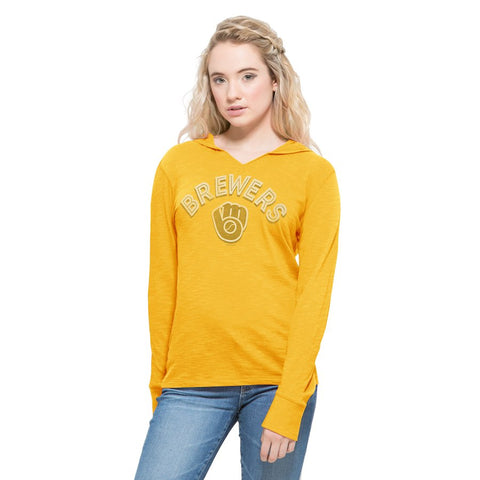 Milwaukee Brewers '47 Women's Shoreline Primetime Pullover Hoodie - Gold