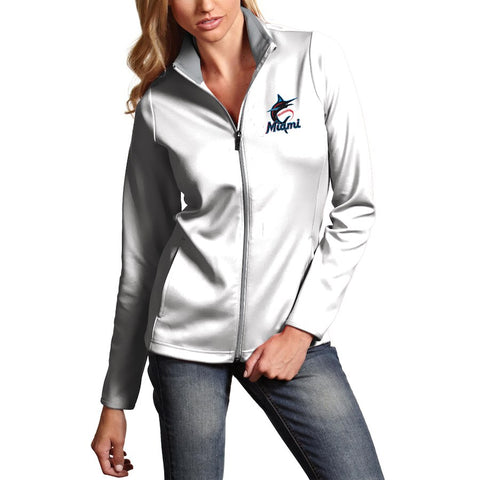 Miami Marlins Antigua Women's Leader Full-Zip Jacket - White