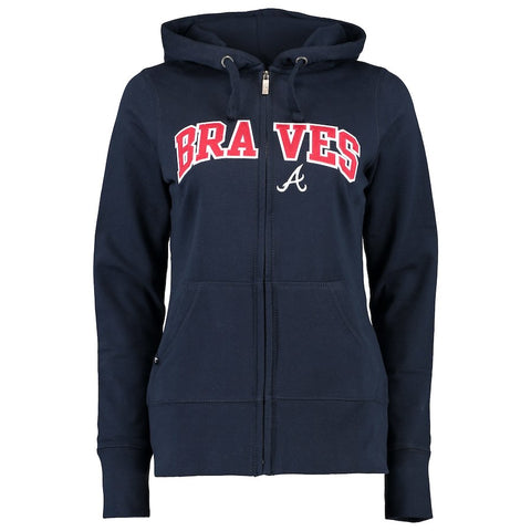 Atlanta Braves Antigua Women's Applique Signature Full-Zip Hoodie - Navy