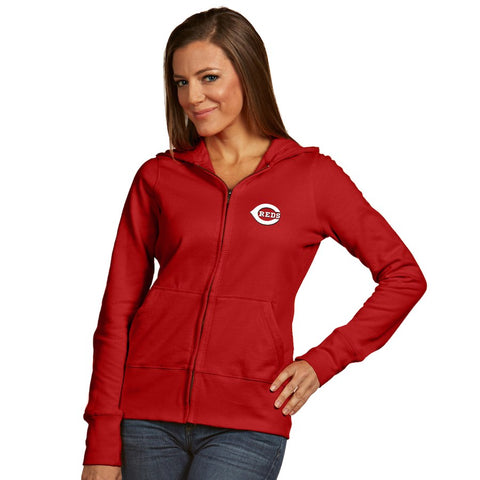 Cincinnati Reds Antigua Women's Applique Signature Full-Zip Hoodie - Red