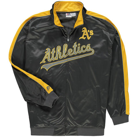 Oakland Athletics Majestic Big & Tall Reflective Full Zip Track Jacket - Charcoal