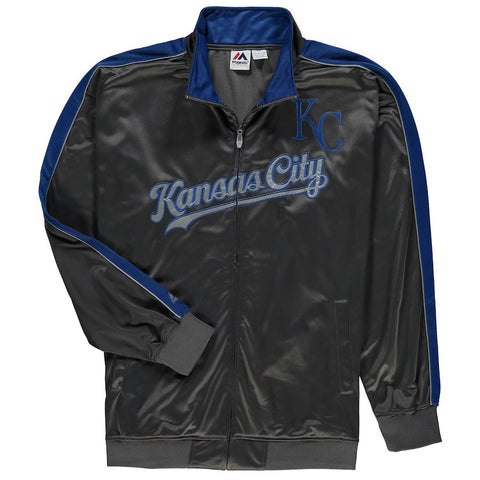Kansas City Royals Majestic Big & Tall Reflective Full Zip Track Jacket - Charcoal