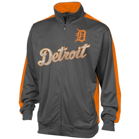 Detroit Tigers Majestic Big & Tall Reflective Full Zip Track Jacket - Gray
