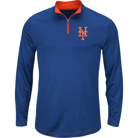 New York Mets Majestic Big & Tall Ready and Willing Therma Base Quarter-Zip Jacket - Royal