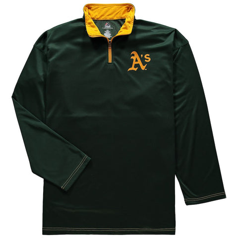 Oakland Athletics Majestic Big & Tall Ready and Willing Therma Base Quarter-Zip Jacket - Green