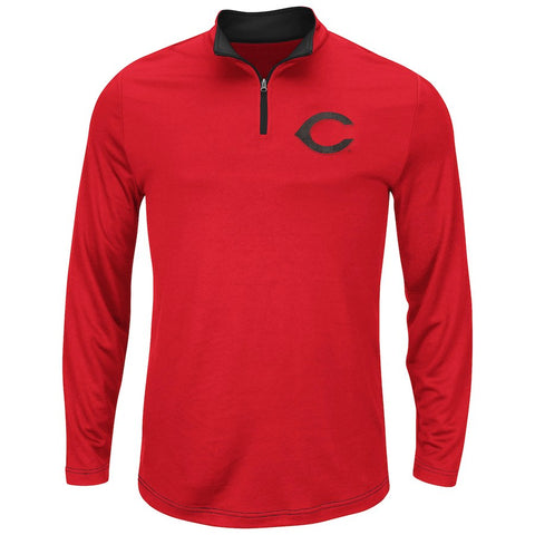 Cincinnati Reds Majestic Big & Tall Ready and Willing Therma Base Quarter-Zip Jacket - Red