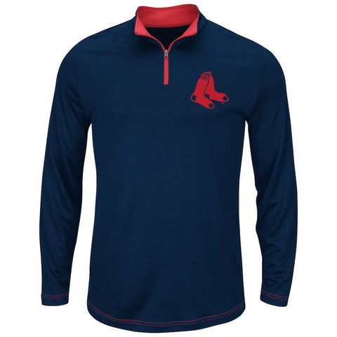 Boston Red Sox Majestic Big & Tall Ready and Willing Therma Base Quarter-Zip Jacket - Navy
