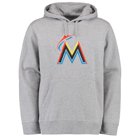 Miami Marlins Antigua Applique Signature Hoodie - Heathered Gray