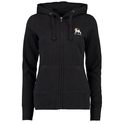Miami Marlins Antigua Women's Signature Full-Zip Hoodie - Black