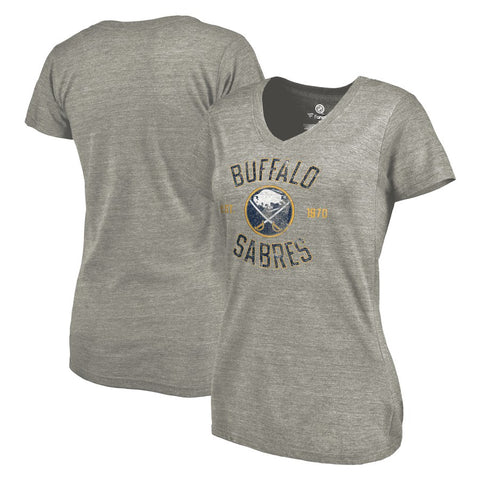 Buffalo Sabres Women's Heritage Tri-Blend V-Neck T-Shirt - Ash
