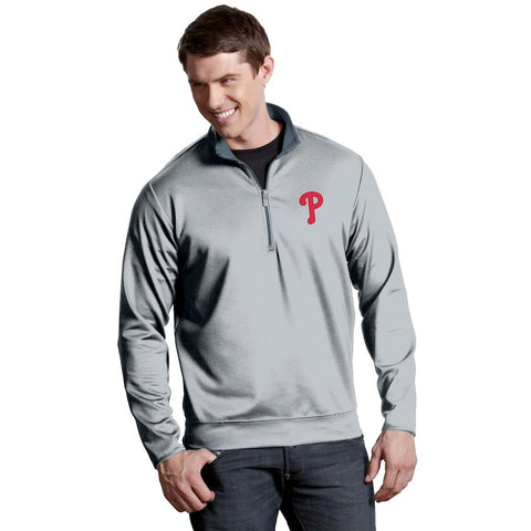 Philadelphia Phillies Antigua Leader Quarter-Zip Pullover Jacket - Silver