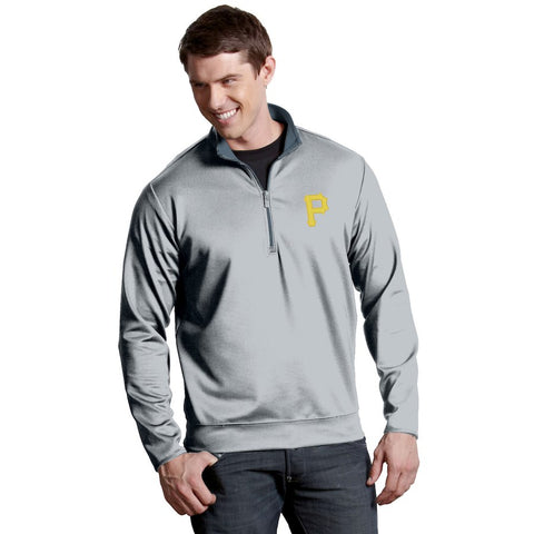 Pittsburgh Pirates Antigua Leader Quarter-Zip Pullover Jacket - Silver