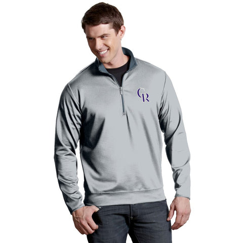 Colorado Rockies Antigua Leader Quarter-Zip Pullover Jacket - Silver