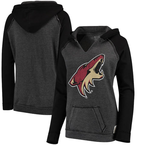 Arizona Coyotes Original Retro Brand Women's Relaxed Notched Pullover Hoodie - Black